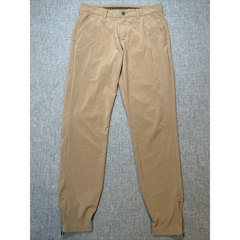 PRIMO Men's Golf Pants Jogger 30 Regular  Stretch Performance Ankle Zip Beige